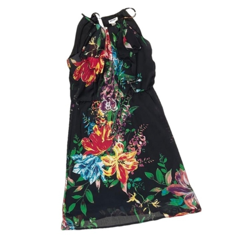 ⭐️ Old Navy floral sleeveless dress with ruffles and keyhole in front- Small